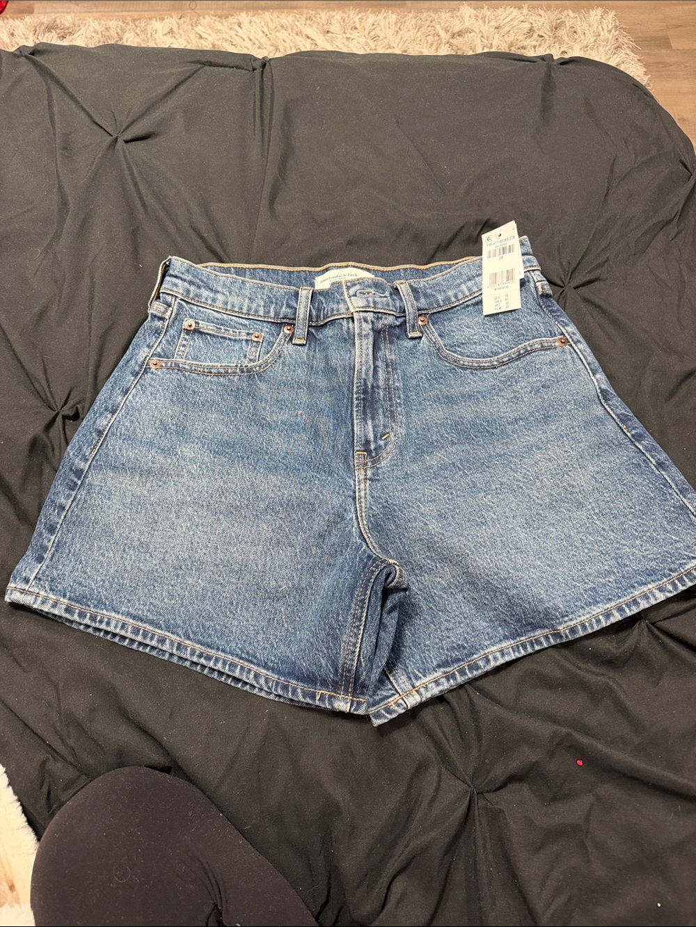 Abercrombie & Fitch Medium Blue Denim High-Rise Jean Shorts